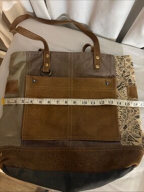 Myra Bag women’s Brown Canvas & Faux Leather Tote Bag
